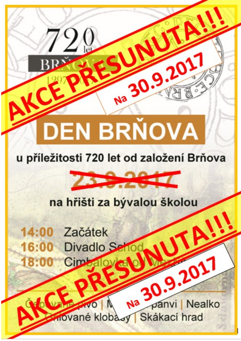 Den Brňova přesunut na 30.9.